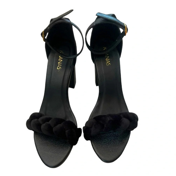 Kaanas black block heels velvet toe in excellent like-new condition size 8 - Picture 2 of 5